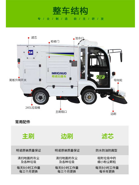 四轮扫路车MN-S1800配备240L标准拉孜垃圾桶