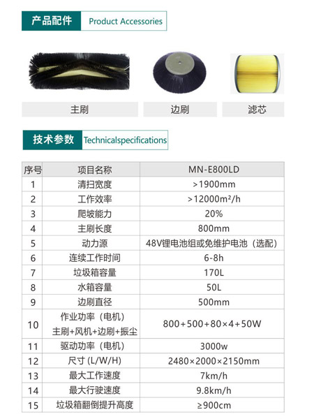 新型全封闭自卸式拉孜扫地机MN-E800LD